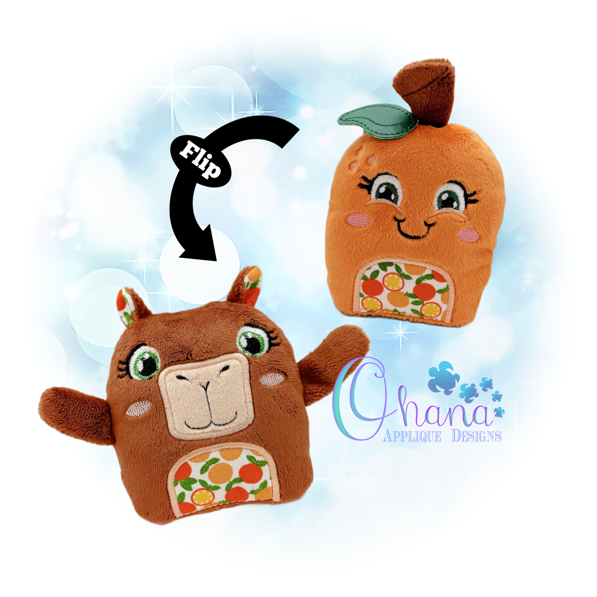 OAD 2604 Capybara Orange Flip Stuffie 2000 RG Capybara Orange Flip Stuffie