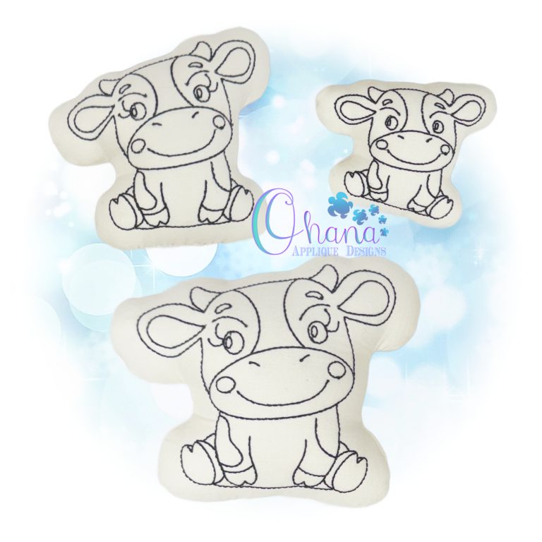 Cow Coloring Stuffie Embroidery