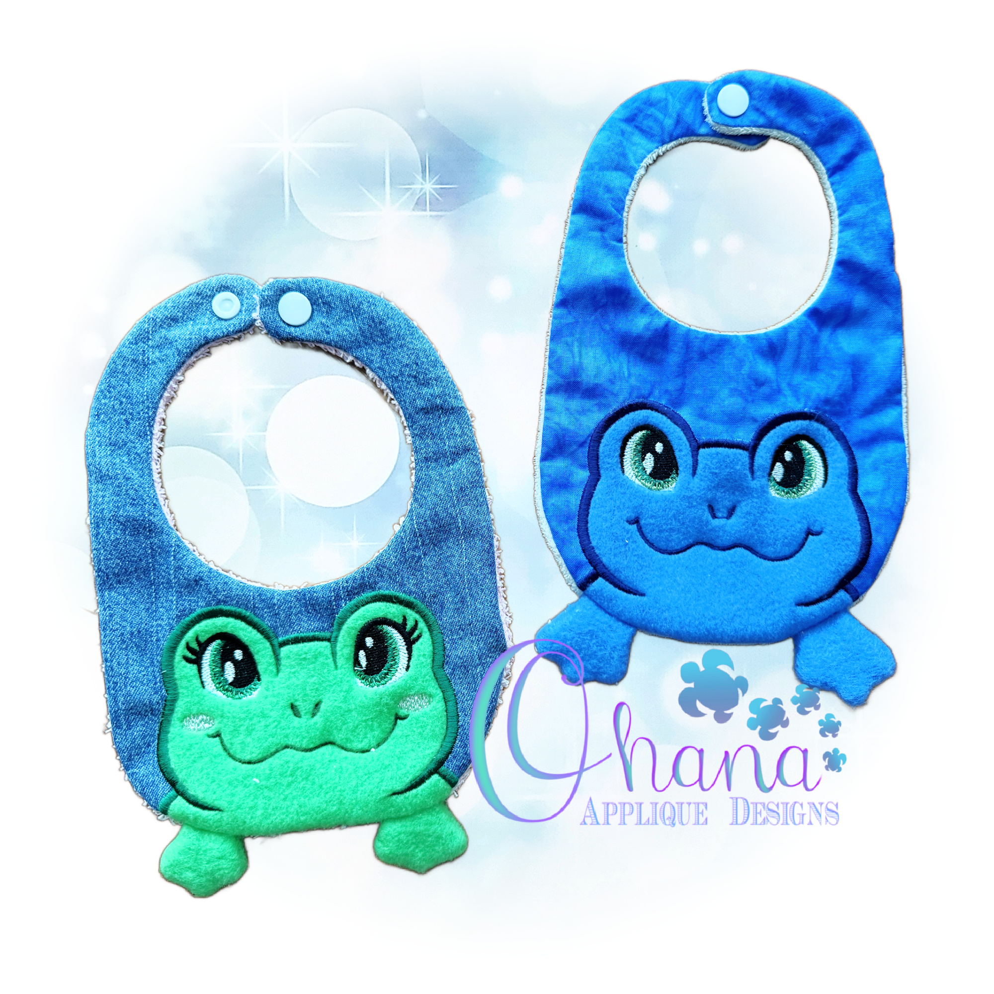OAD 2604 Frog Bib 2000 DG Frog Bib Embroidery Design
