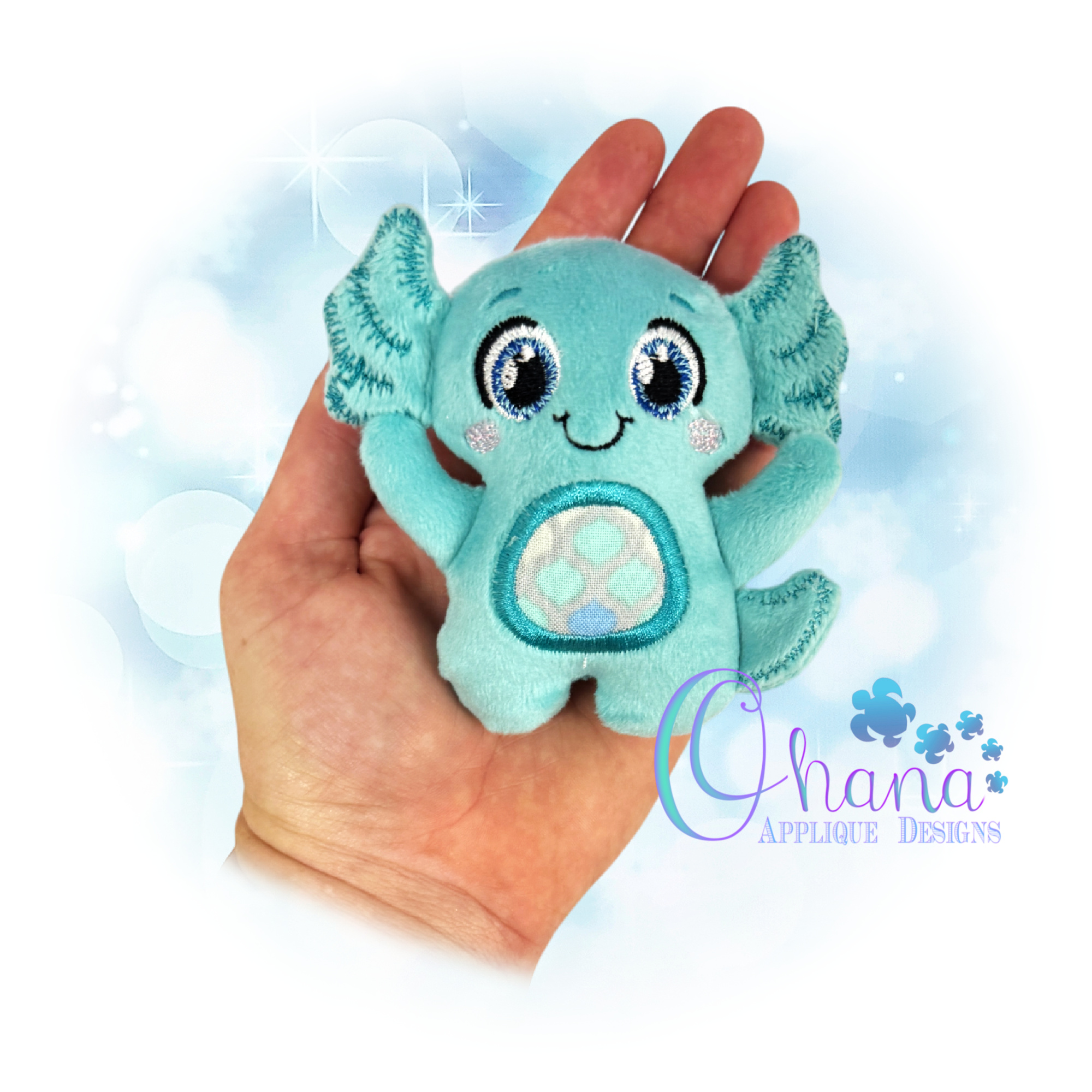 OAD 2604 Huggable Axolotl Stuffie 2000 LA copy 2 Huggable Axolotl Stuffie Embroidery