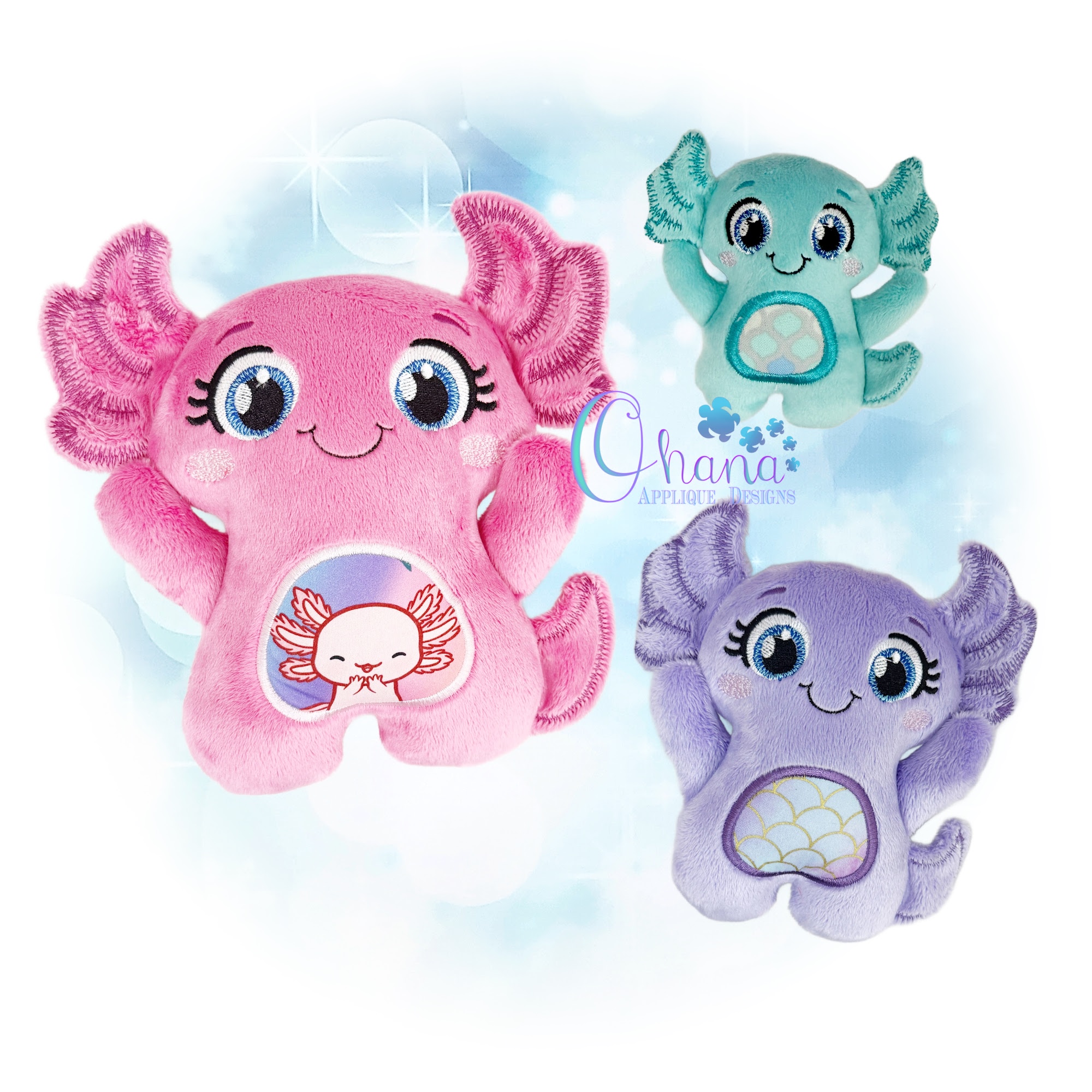 OAD 2604 Huggable Axolotl Stuffie 2000 LA copy 3 Huggable Axolotl Stuffie Embroidery