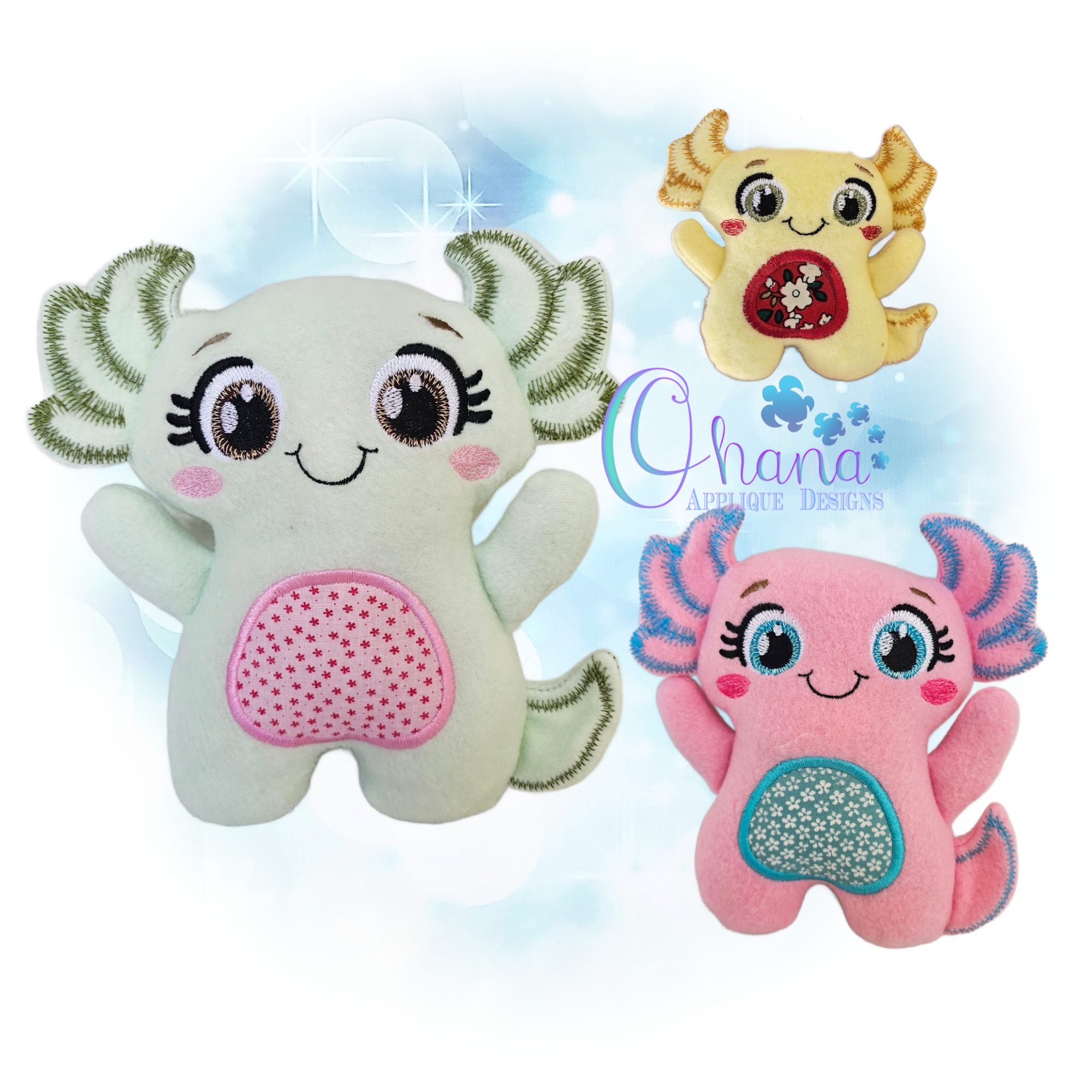 OAD 2604 Huggable Axolotl Stuffie 2000 RK copy Huggable Axolotl Stuffie Embroidery