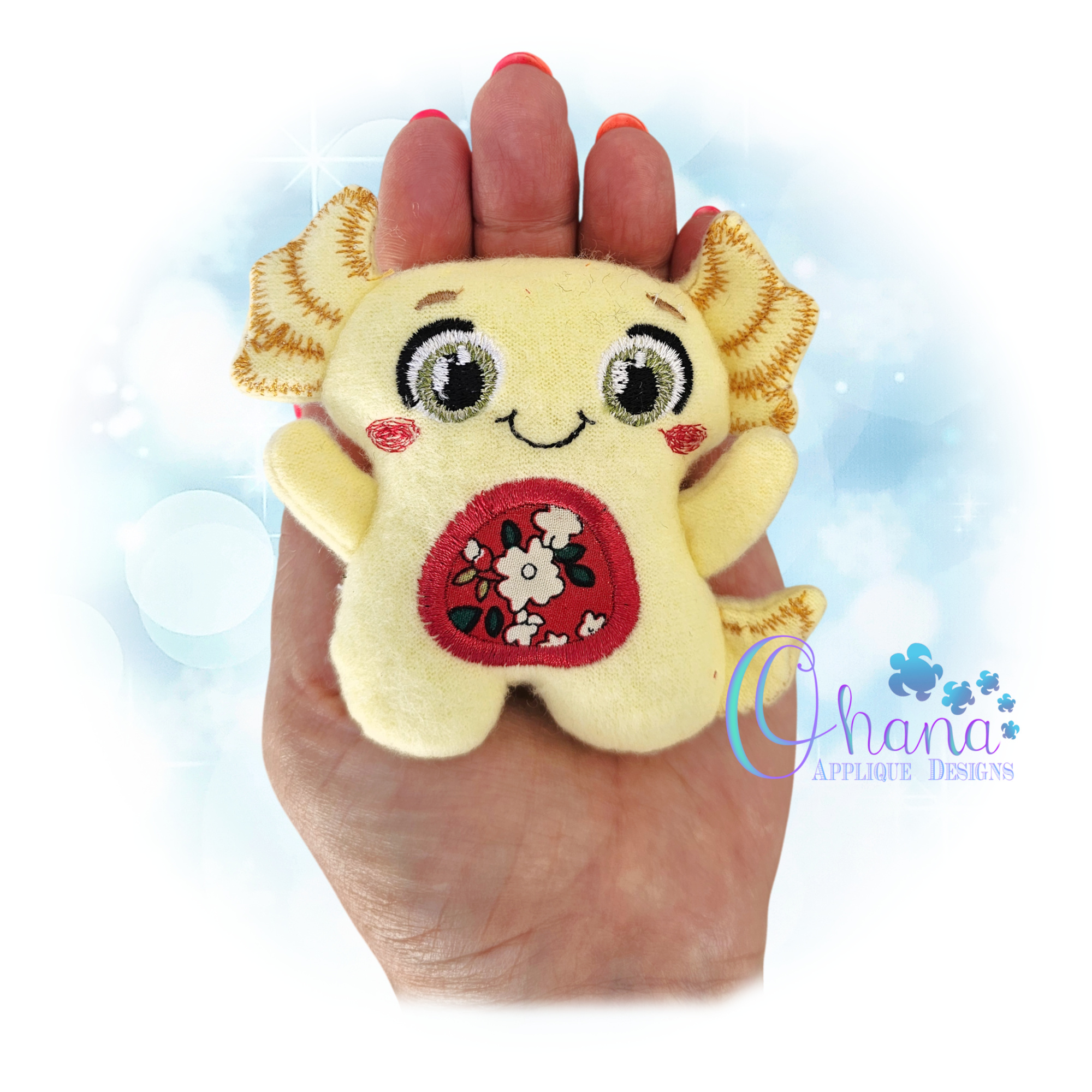 OAD 2604 Huggable Axolotl Stuffie 2000 RK Huggable Axolotl Stuffie Embroidery