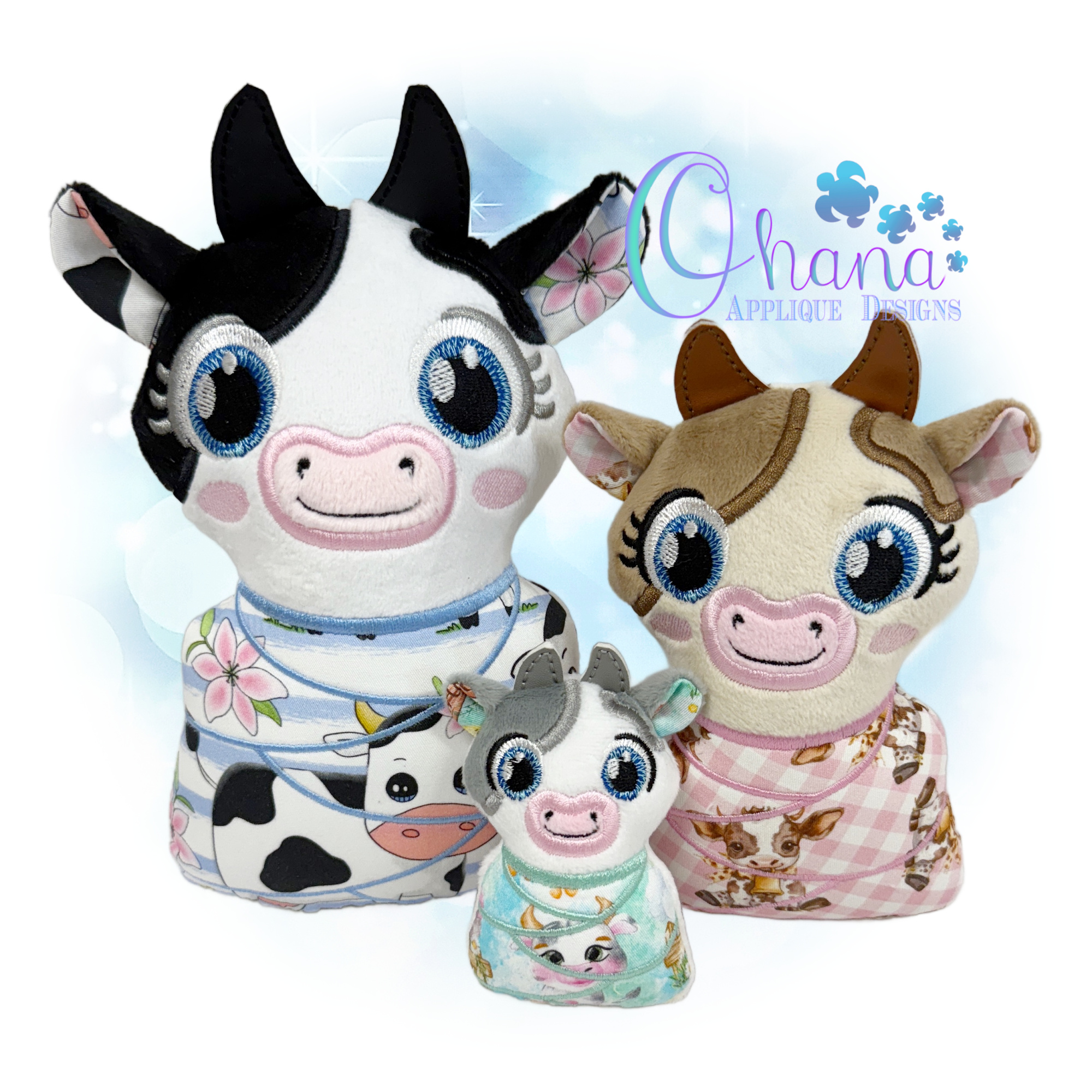 Swaddle Baby Cow Stuffie Embroidery