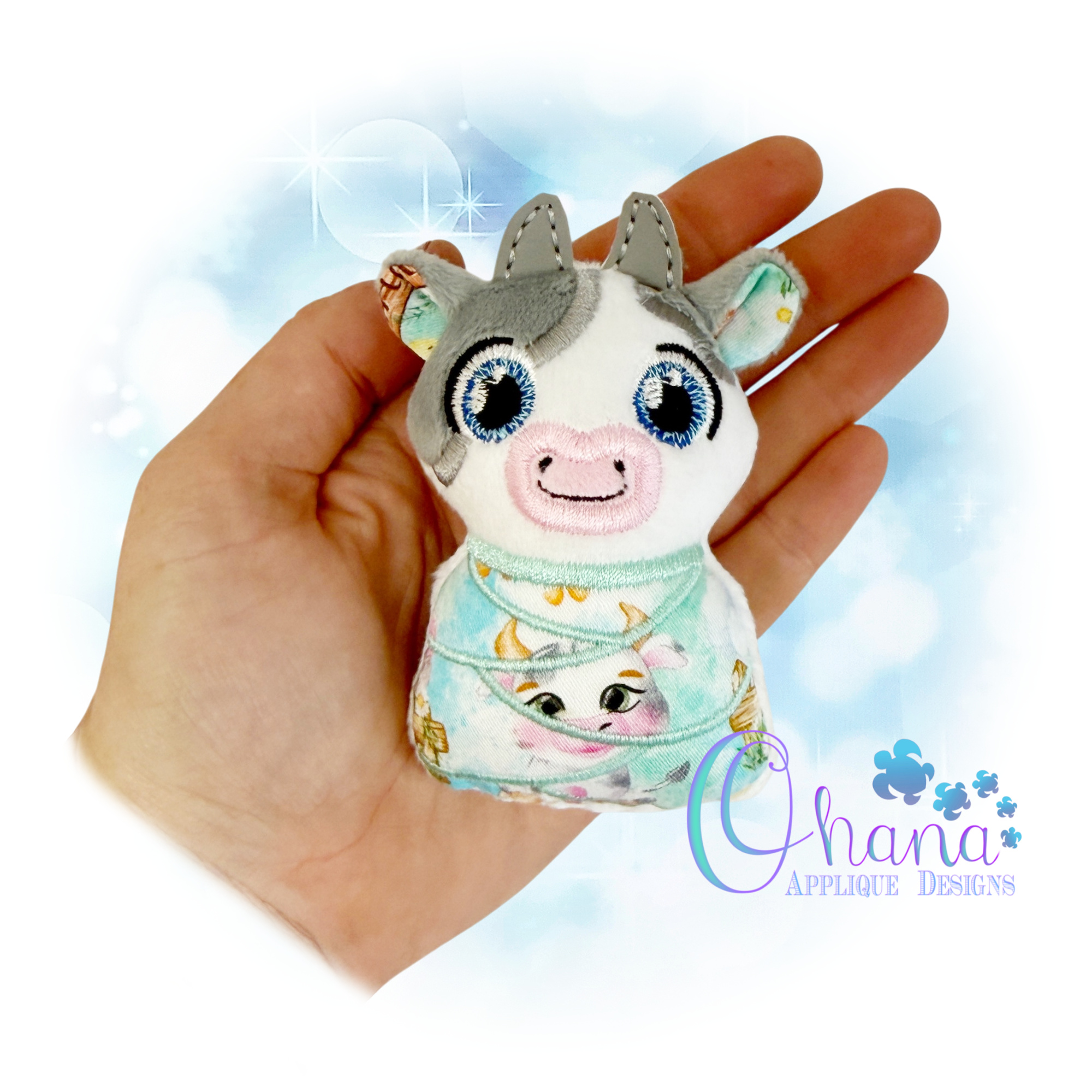 Swaddle Baby Cow Stuffie Embroidery