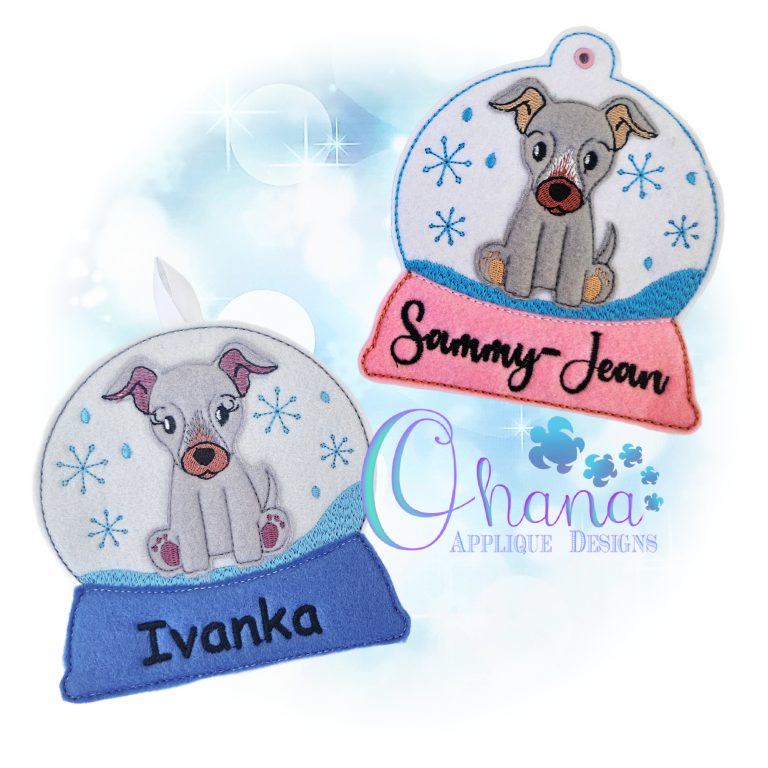 Greyhound Snowglobe Christmas Ornament