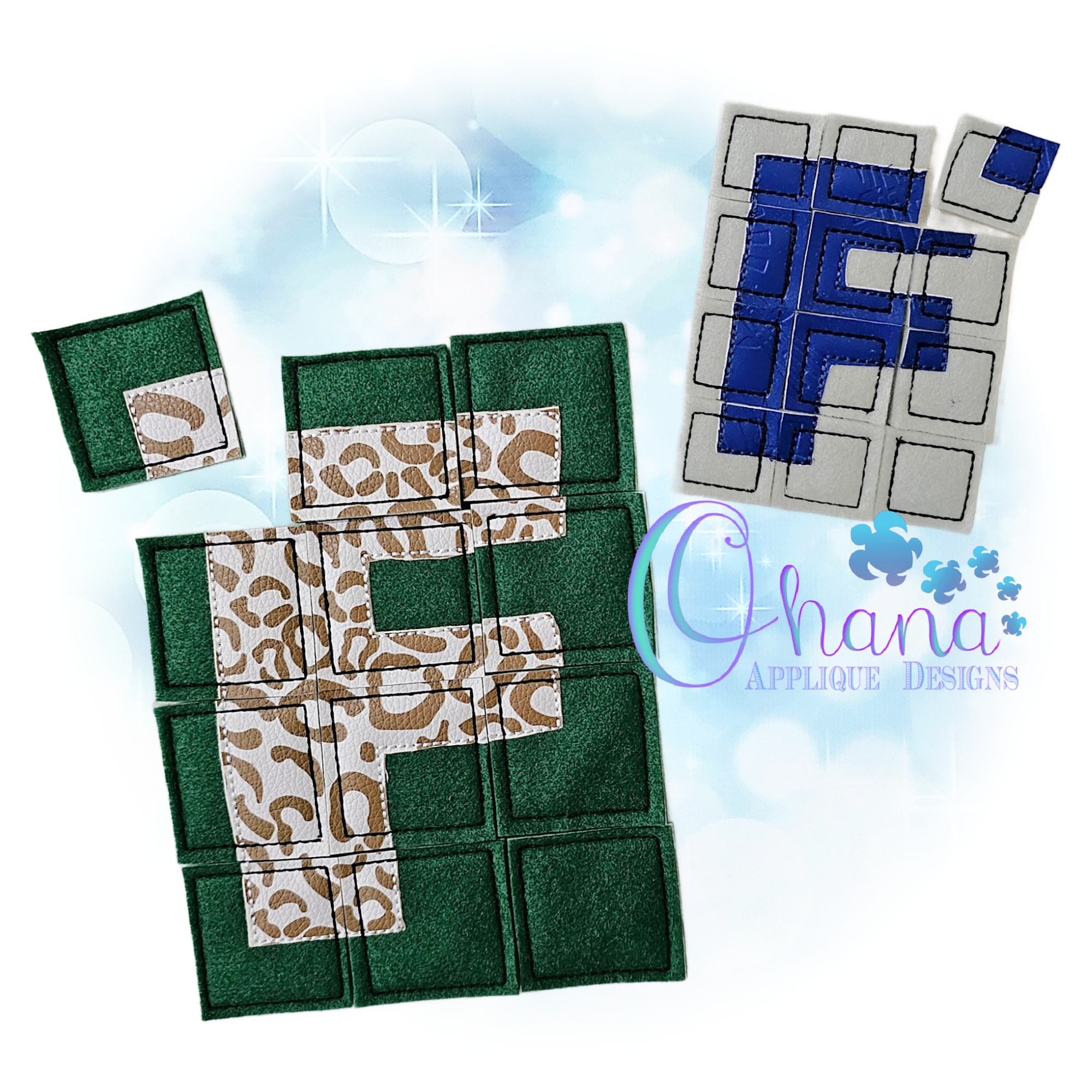 OAD 2605 Letter F Puzzle 2000 RK Letter F Puzzle Embroidery Design