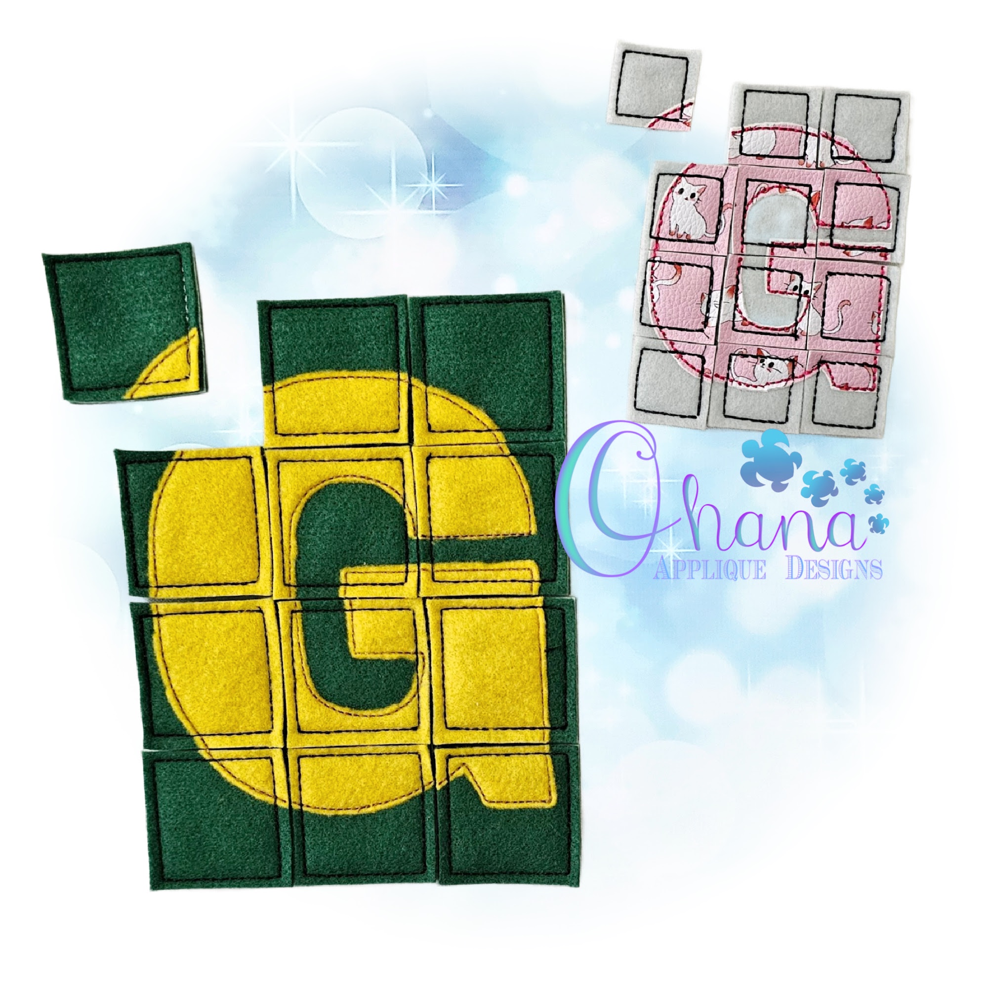 OAD 2605 Letter G Puzzle 2000 RK Letter G Puzzle Embroidery Design