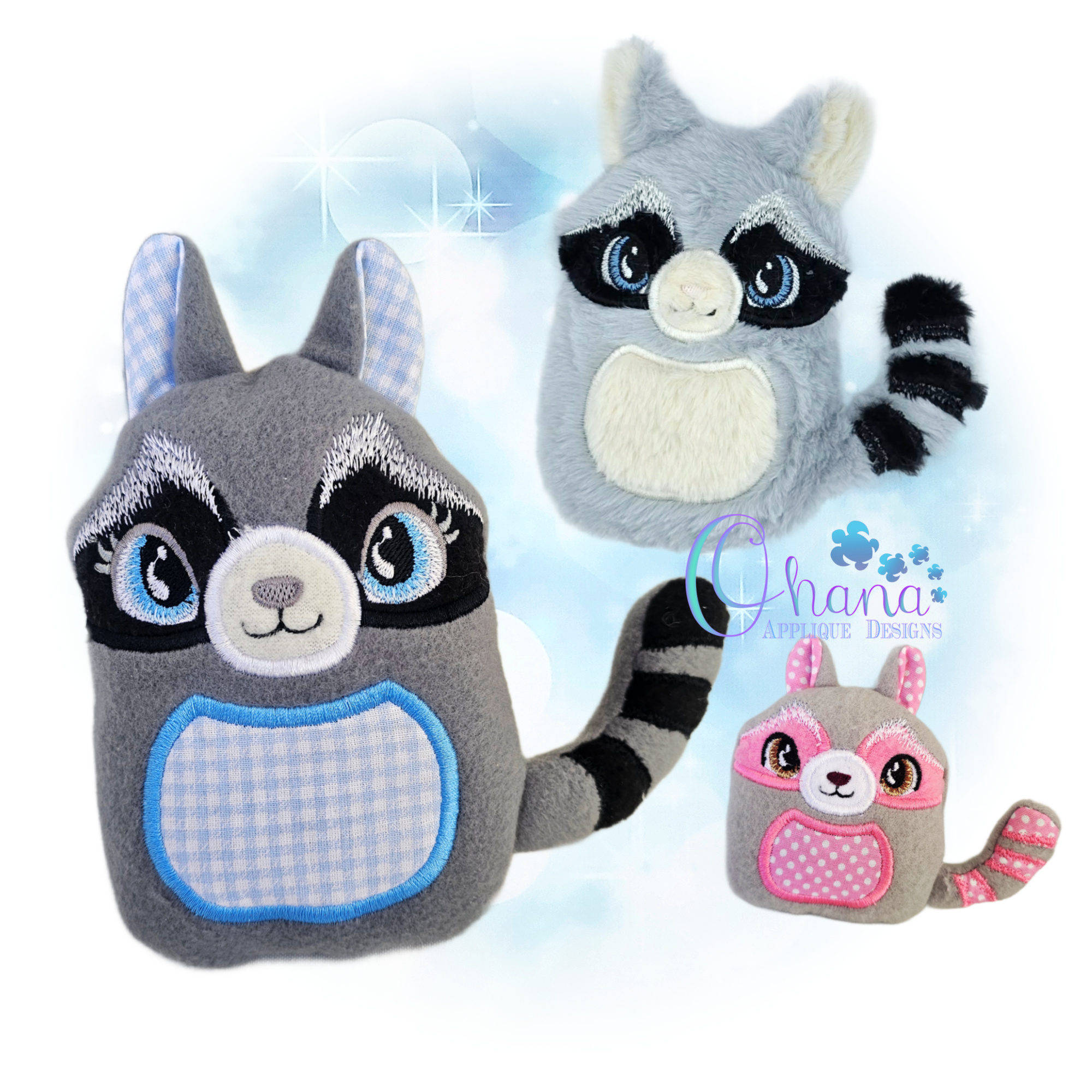 Raccoon Egglet Stuffie Embroidery