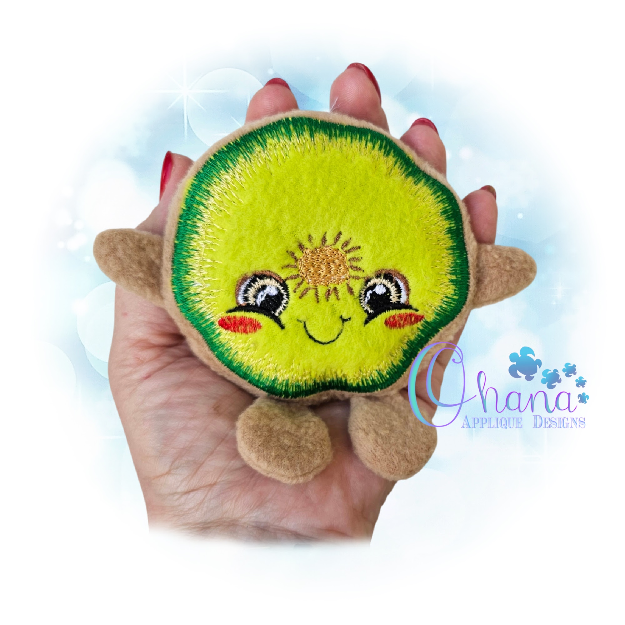 Kiwi Fruit Stuffie Embroidery