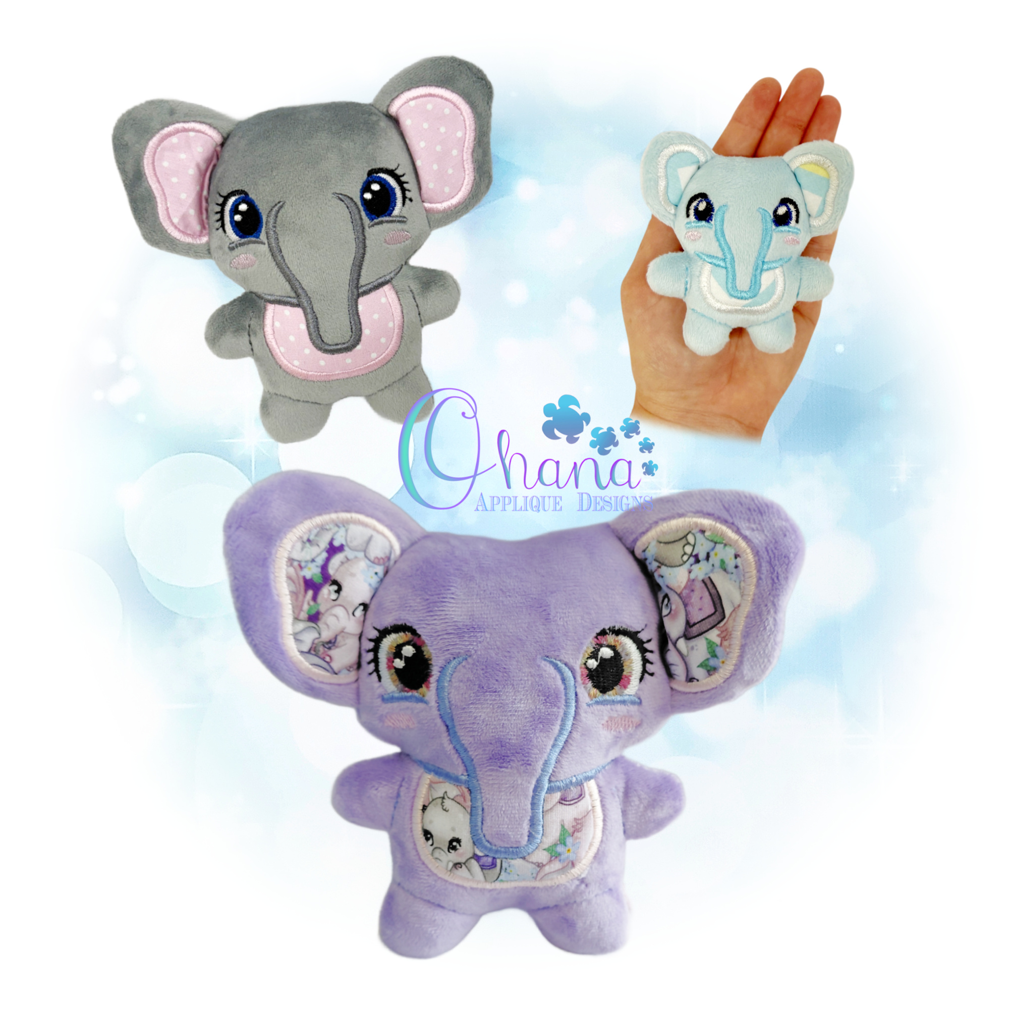 OAD 2605 Elephant Cuddlekins 2000 LA HK Elephant CuddleKins Stuffie Embroidery