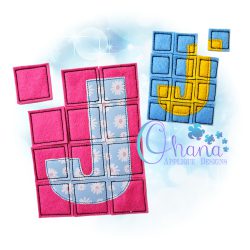 Letter J Puzzle Embroidery Design