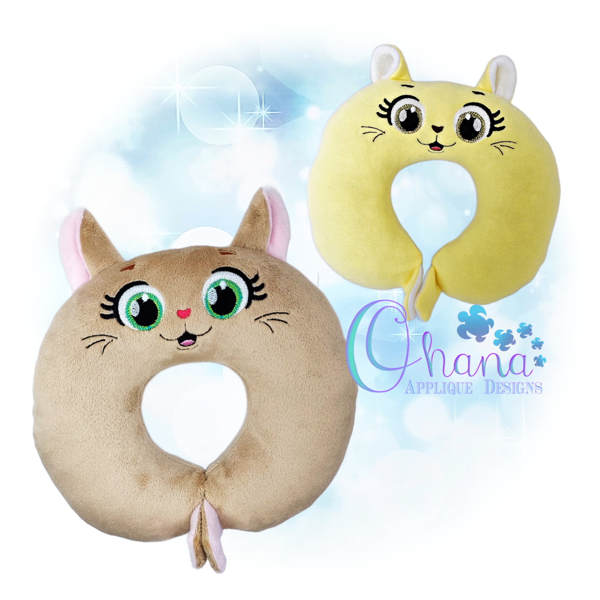 OAD 2606 Cat Travel Pillow 2000 RK EC Cat Travel Pillow Embroidery