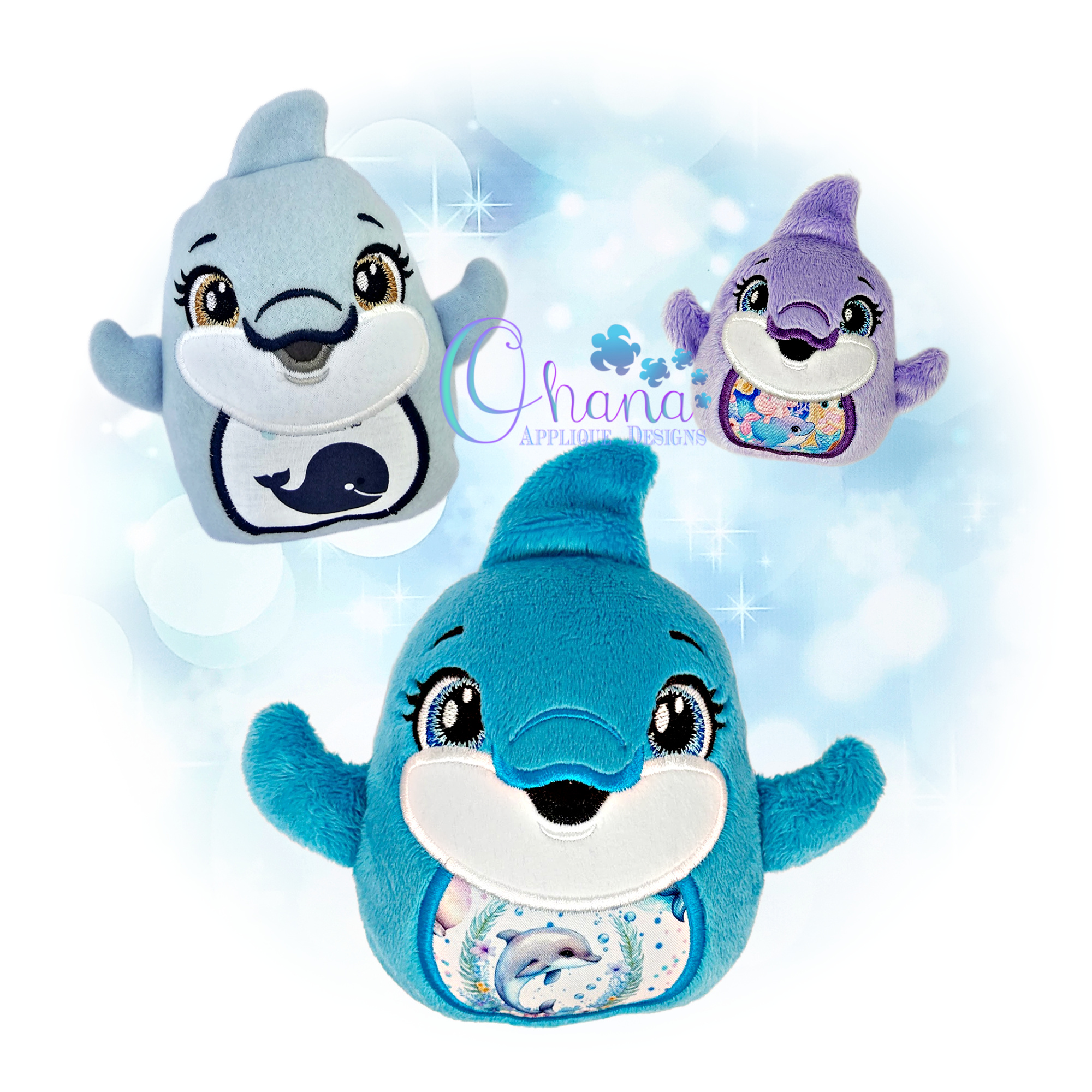 Dolphin Egglet Stuffie Embroidery