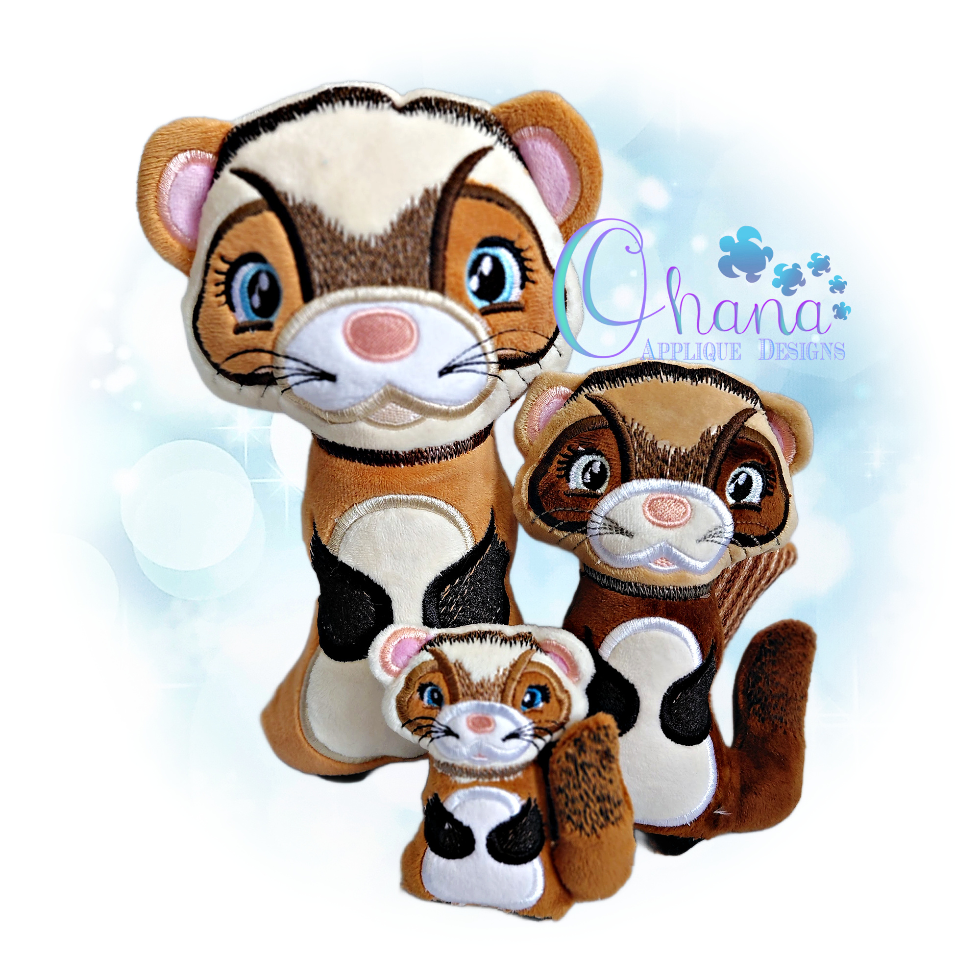 OAD 2606 Ferret Stuffie 2000 HK Finn Ferret Stuffie Embroidery