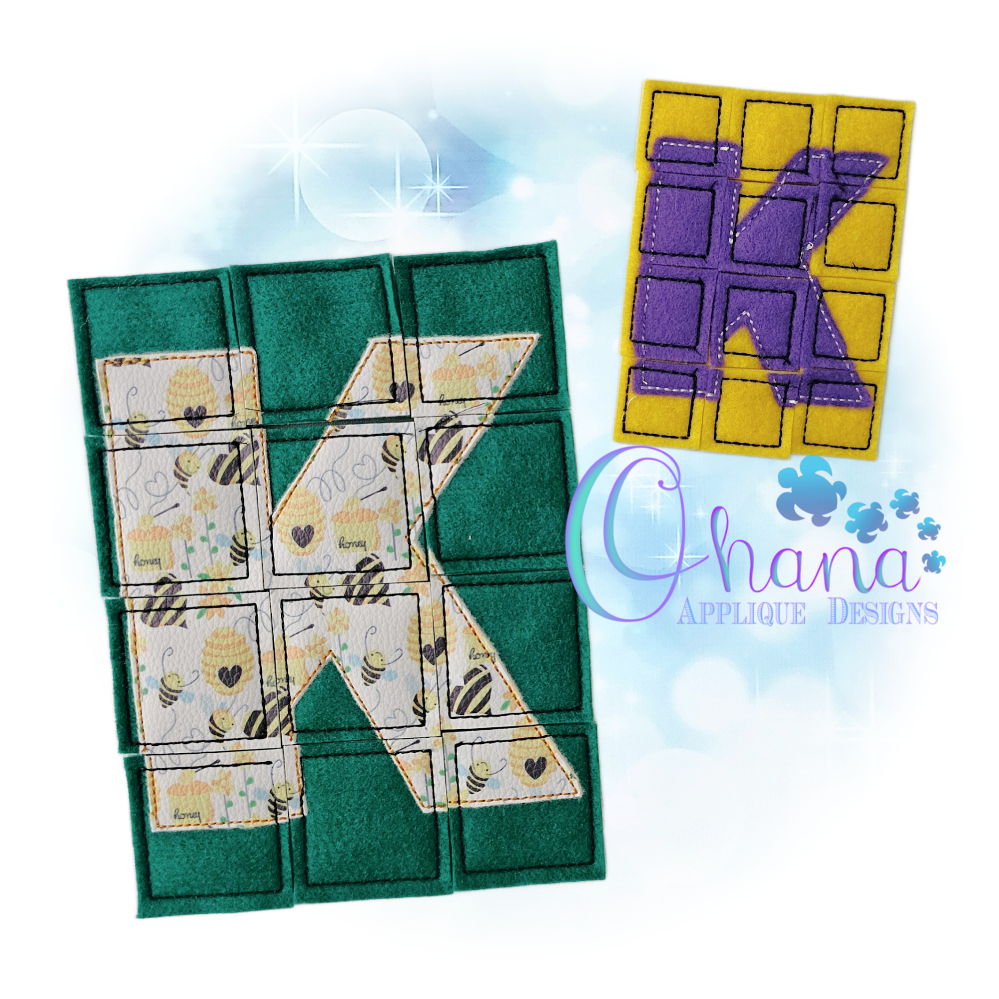 OAD 2606 Letter K Puzzle 2000 RK Letter K Puzzle Embroidery Design