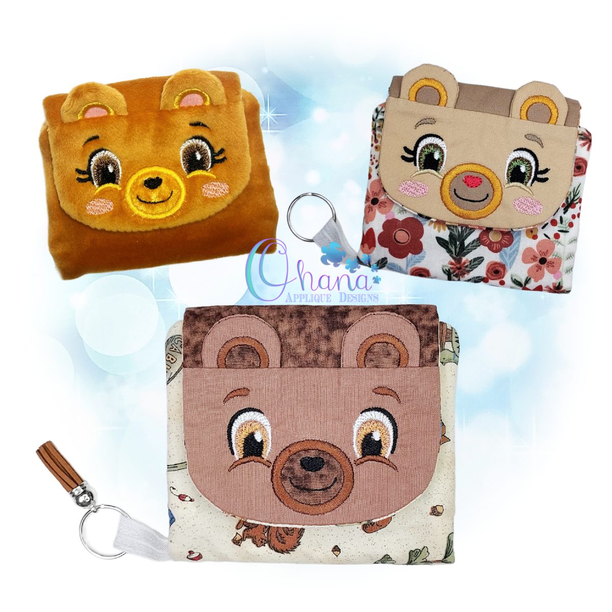 Bear Snap Pouch Embroidery