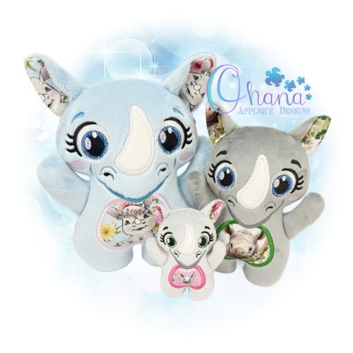 Huggable Rhino Stuffie Embroidery