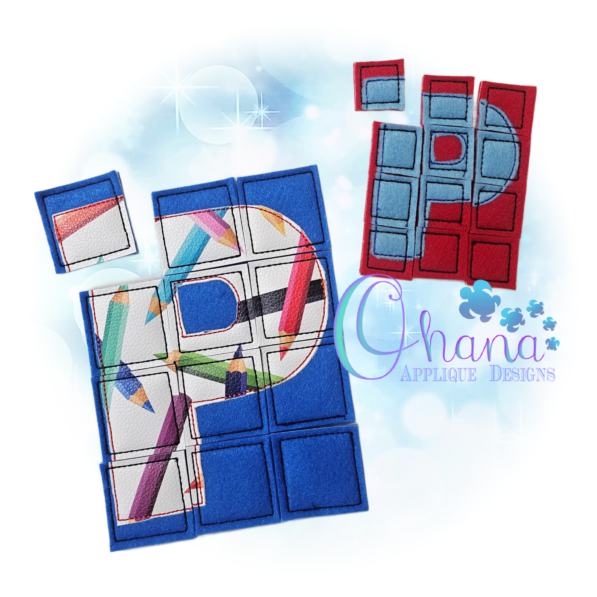 OAD 2607 Letter P Puzzle 2000 RK Letter P Puzzle Embroidery Design