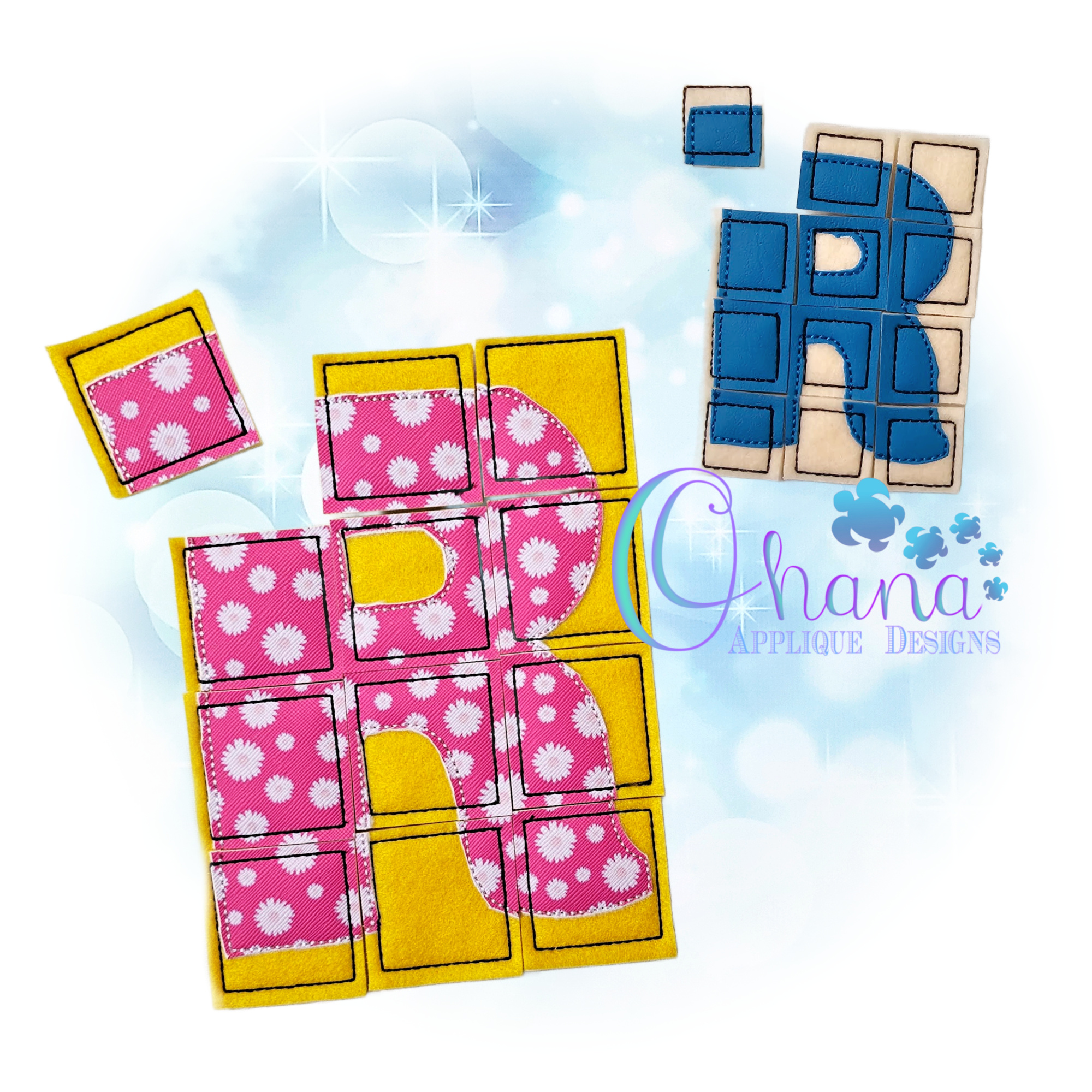 OAD 2607 Letter R Puzzle 2000 RK Letter R Puzzle Embroidery Design