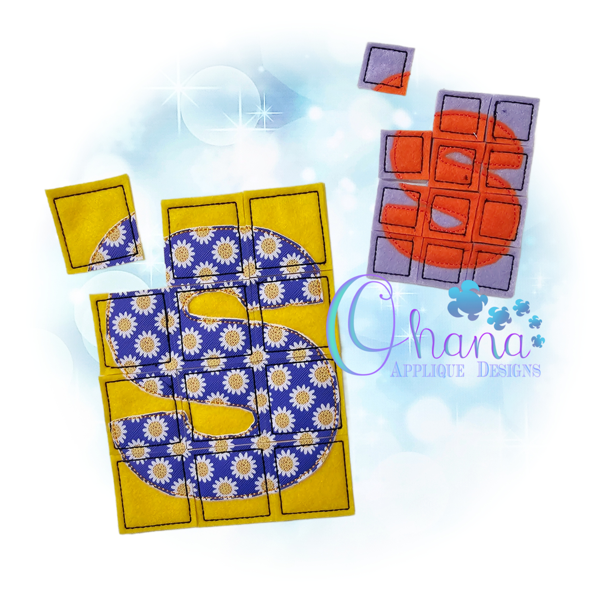 OAD 2607 Letter S Puzzle 2000 RK Letter S Puzzle Embroidery Design