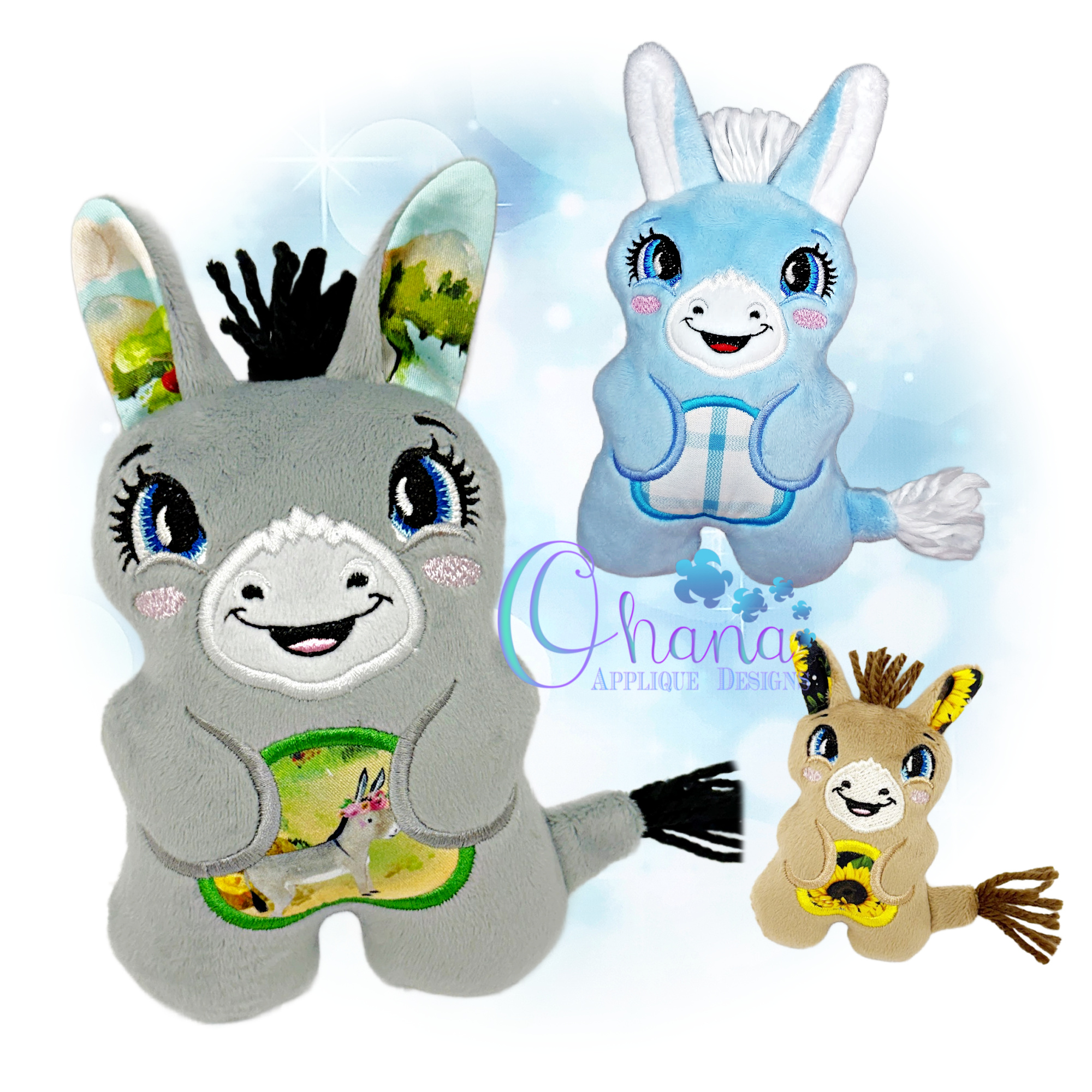 OAD 2608 Chubby Donkey Stuffie 2000 LA EC Chubby Donkey Stuffie Embroidery